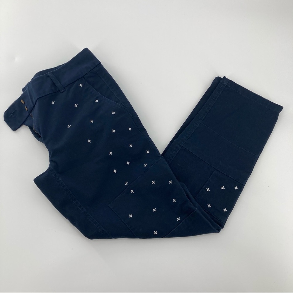 Loft Modern Chino Crop Navy w White Stars, size 2